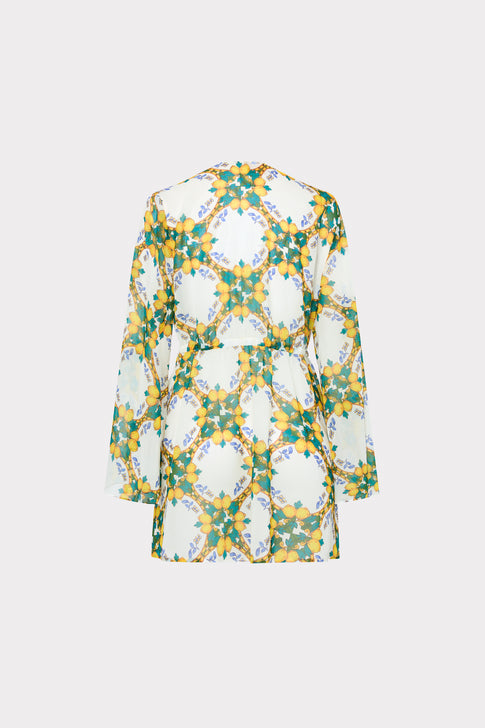 White Multi Citrus Print Coverup - Back View Flat Lay | MILLY