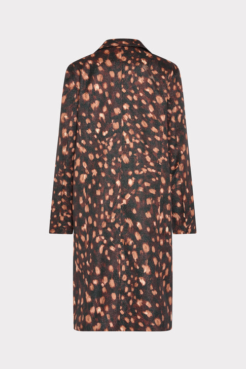 Brown Black Designer Leopard Jacquard Coat - Back View | MILLY