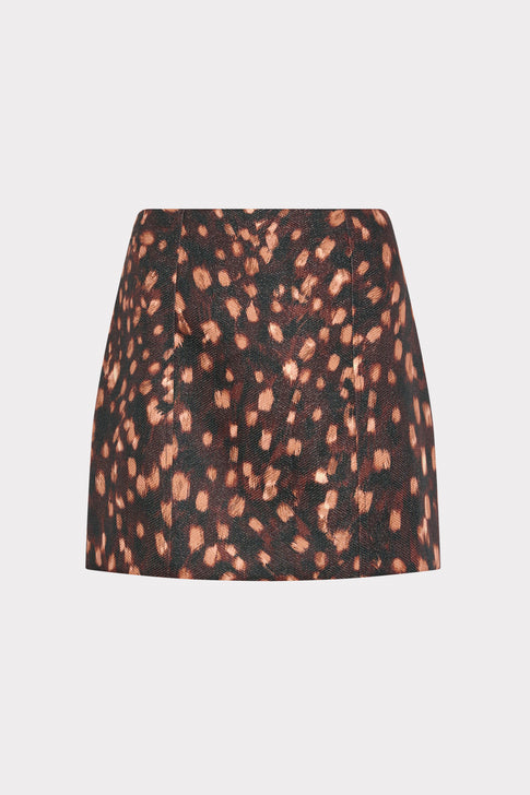 Brown Black Jacquard Mini Skirt - Front Flat View | MILLY