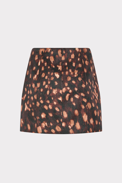 Brown Black Chevron Jacquard Mini Skirt - Back Flat View | MILLY