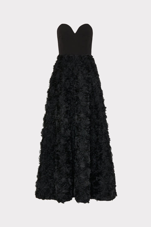 Roxy Mesh Rose Gown Black Image 1 of 4