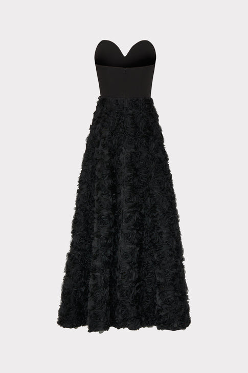 Roxy Mesh Rose Gown Black Image 4 of 4