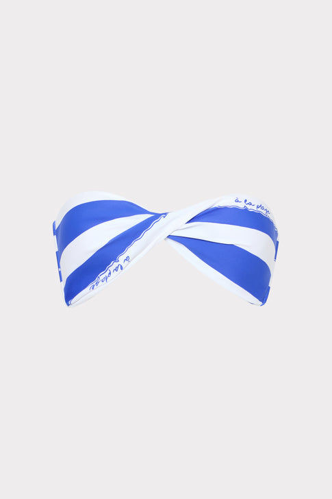 Blue White Striped A La Plage Halter Bikini Top - Flat Lay | MILLY