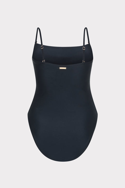 MILLY Tropical Flame One-Piece with Adjustable Straps and Gold Hardware Detail - Flat Lay | MILLY