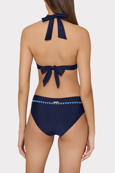 Crochet Stitch Halter Bikini Top Navy/Blue Image 3 of 4