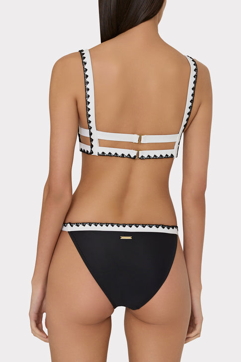 Crochet Stitch Square Neck Bikini Top Black/White Image 4 of 5