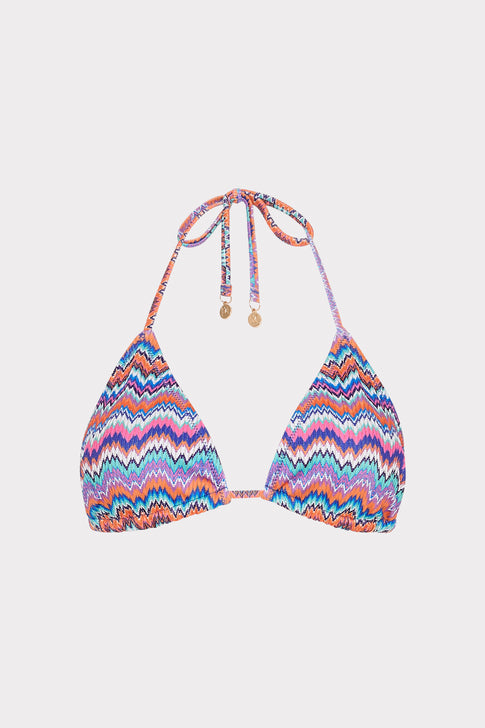 Barcelona Metallic Chevron Triangle Bikini Top Blue Multi Image 1 of 5