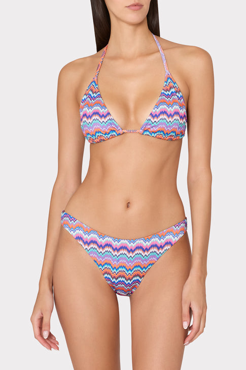 Barcelona Metallic Chevron Triangle Bikini Top Blue Multi Image 2 of 5