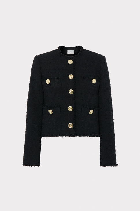 Reign Boucle Jacket in Black - MILLY in Black