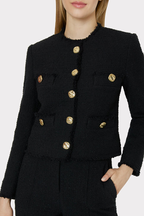 The Vintage Shop Timeless Designer Style Tweed Jacket with Pearl Buttons in Beige L (10/12)