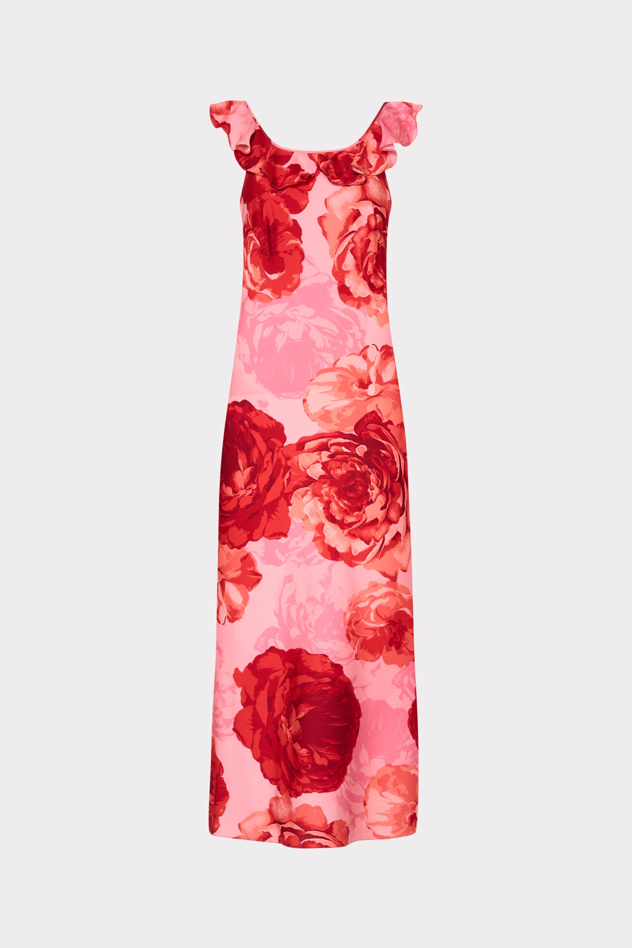strapless open back dress Scarlett Printed Ruffle Neck Dress in Pink Multi