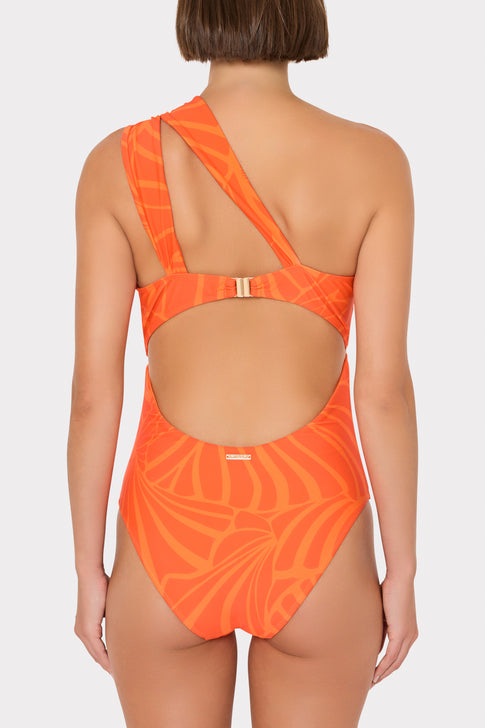 Orange Bandeau Swimsuit with Unique Back Cutout Design | MILLY