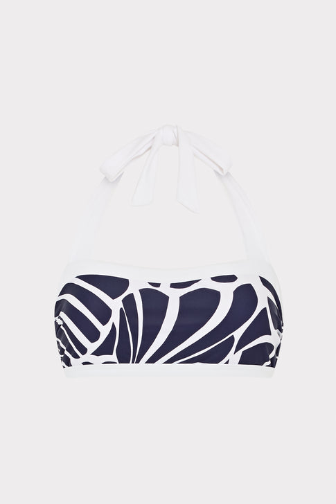 Navy and White Abstract Kai Print Bandeau Halter Top - Flat Lay | MILLY