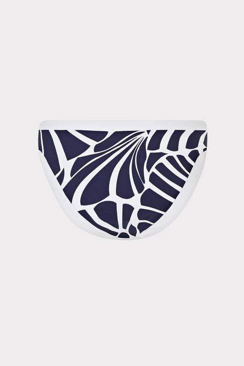 Navy and White Abstract Kai Print Bikini Bottom - Flat Lay Detail | MILLY