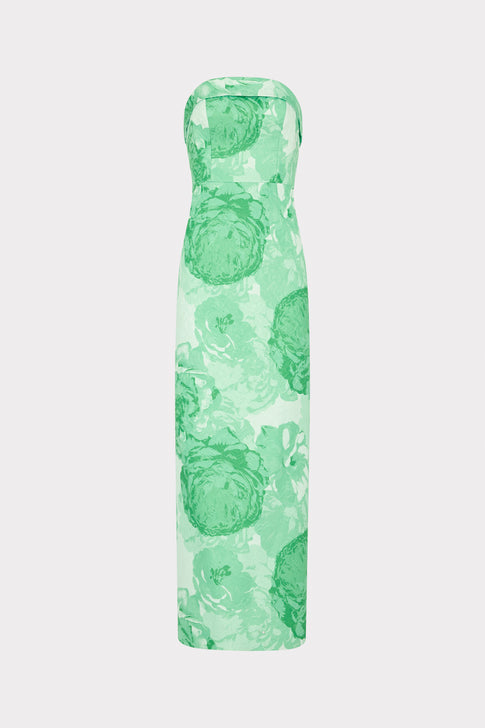 Green Multi Jacquard Ella Maxi Dress - Flat Lay | MILLY