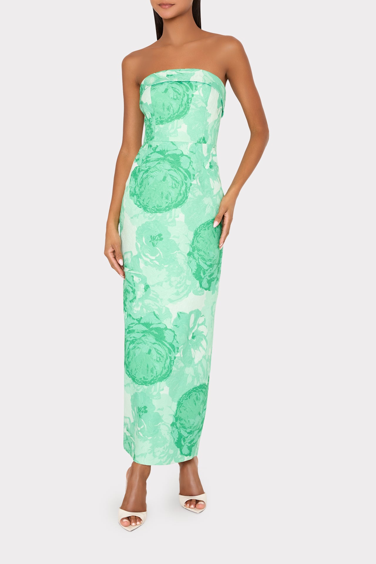 Ella Jacquard Maxi Dress in Green Multi