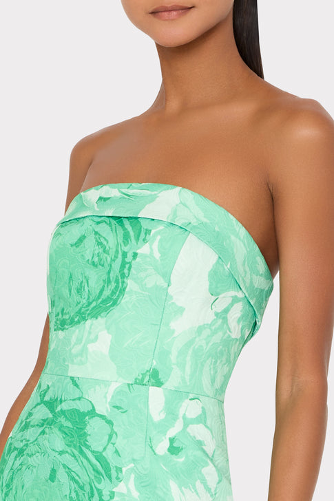 Elegant Green Strapless Maxi Dress - Bodice Detail | MILLY