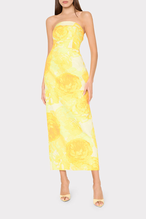Ella Jacquard Maxi Dress in Yellow Multi | MILLY Ella Jacquard Maxi Dress in Yellow Multi | MILLY