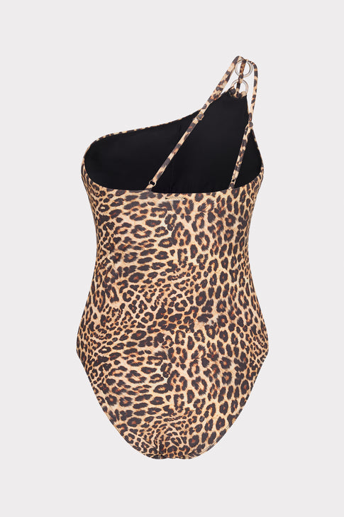 Leopard One Shoulder One Piece Multi Image 4 of 5