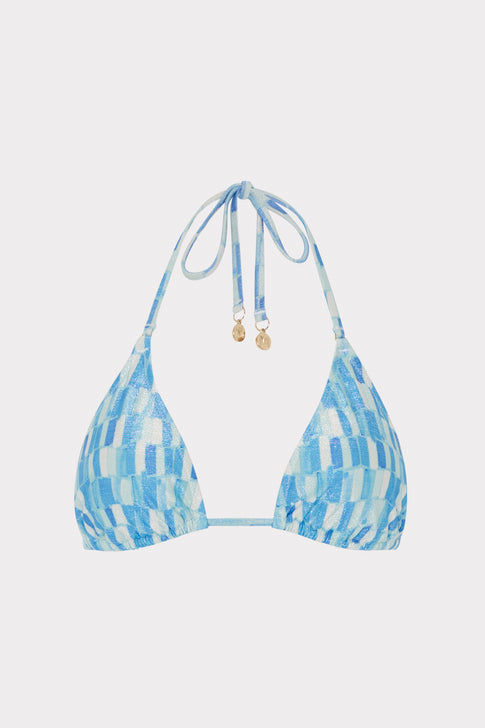 Sunset Tile Triangle Bikini Top Light Blue Multi Image 1 of 4