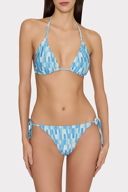 Sunset Tile Triangle Bikini Top Light Blue Multi Image 2 of 4