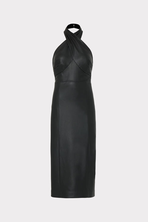 Raven Vegan Leather Dress Black Image 1 of 4