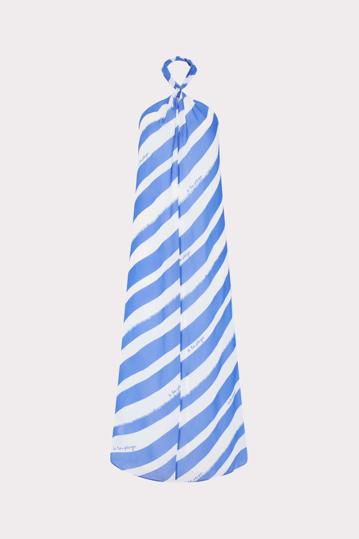 Blue White Striped Ava Cross Neck Designer Cover-Up Dress - Flat Lay | MILLY
