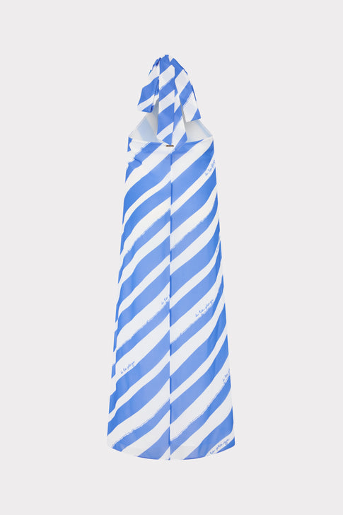 Blue White Striped Designer Maxi Cover-Up Dress - Back View Styled | MILLY
