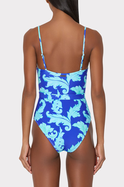 Blue Multi Elegant One Piece Swimsuit - On Model Back View | MILLY