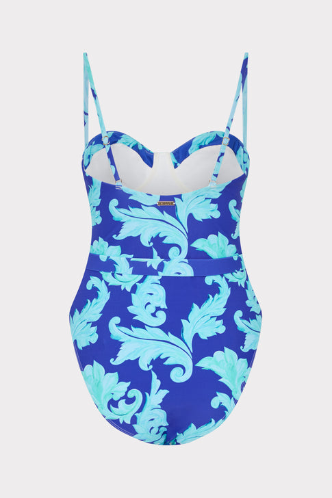 Blue Multi Unique Canopee One Piece - Cutout Detail Front View | MILLY