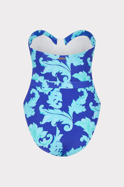 Blue Multi Canopee One Piece - Strapless Cutout Back View | MILLY