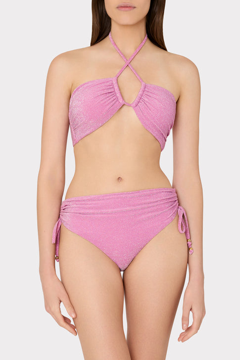 Shimmer Halter Bikini Top Pink Image 2 of 4