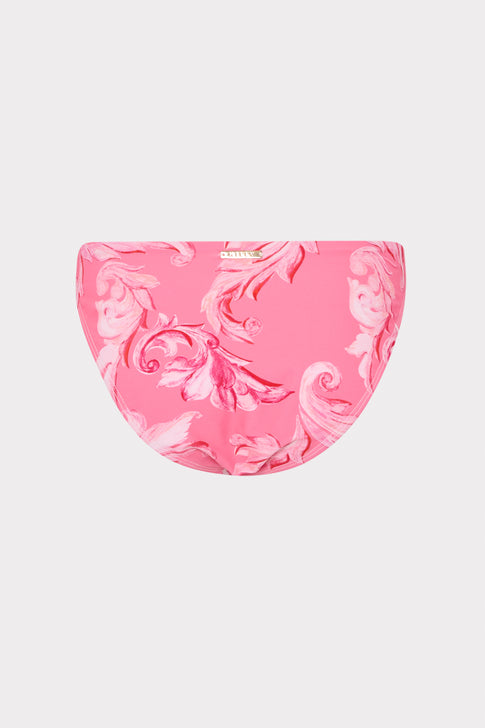 Pink Multi Canopee Bikini Bottom with Elegant Floral Pattern Detail - Flat Lay | MILLY