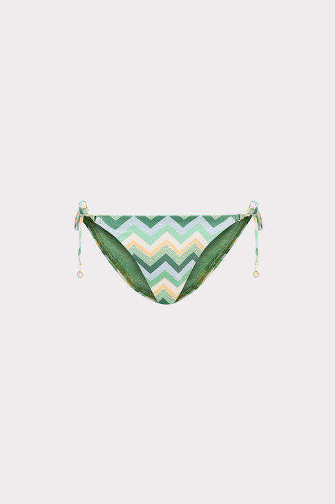 Green Multi Metallic Chevron Bikini Bottom - Flat Lay | MILLY
