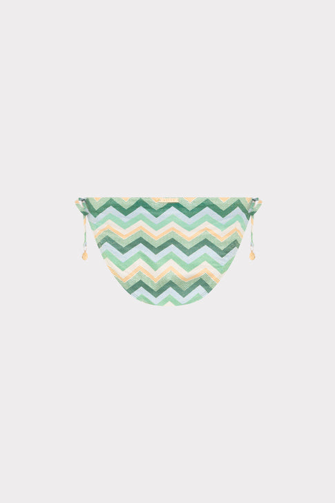 Green Multi Chevron Tie-Side Bikini Bottom - Detail View | MILLY