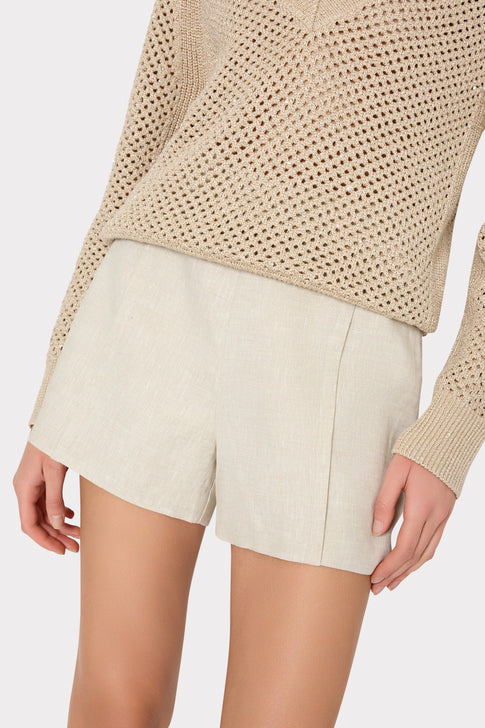Linen Pleated Shorts Natural Image 3 of 4