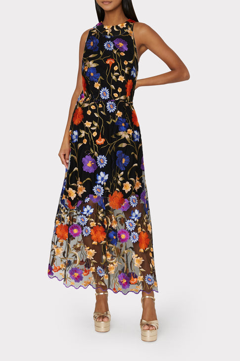 Hannah Fall Foliage Embroidered Dress Black Multi Image 2 of 4