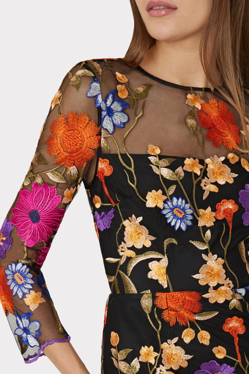 Rosalind Fall Foliage Embroidery Dress