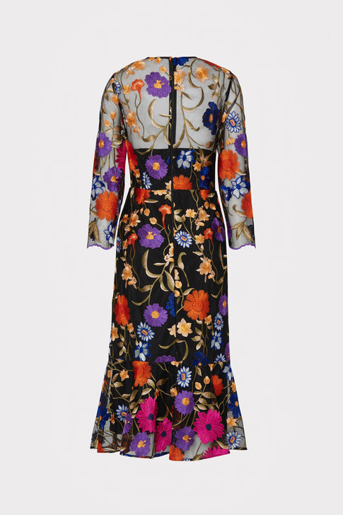 Rosalind Fall Foliage Embroidery Dress Black Multi Image 4 of 4