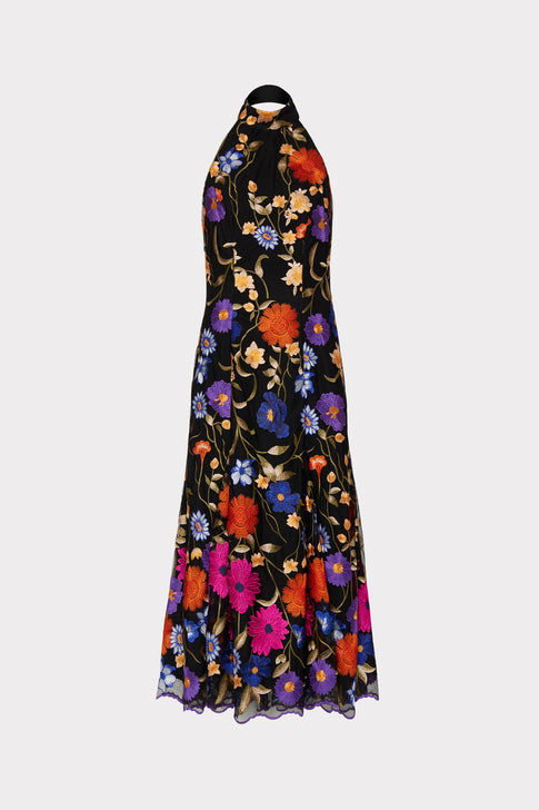 Penelope Fall Foliage Embroidery Dress Black Multi Image 1 of 4