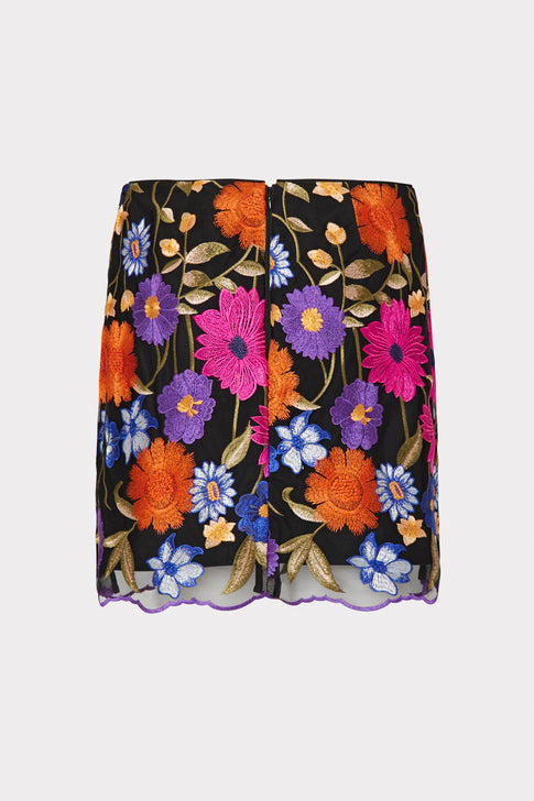 Kristina Fall Foliage Embroidery Skirt Black Multi Image 4 of 4