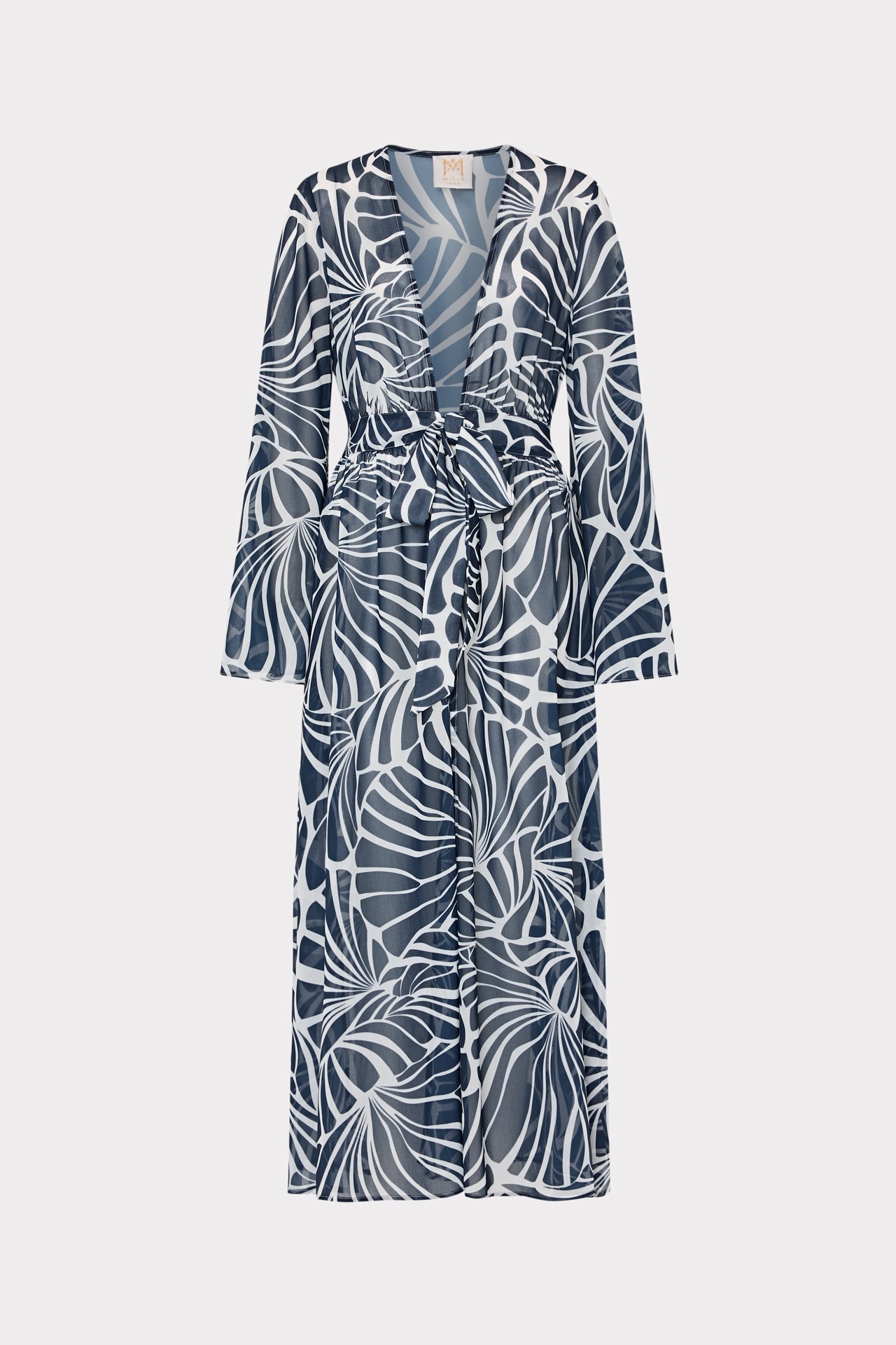 Milly Women's Vince Abstract Kai Print Chiffon Cover-Up - Navy White - Size Large Milly Women's Vince Abstract Kai Print Chiffon Cover-Up - Navy White - Size Large
