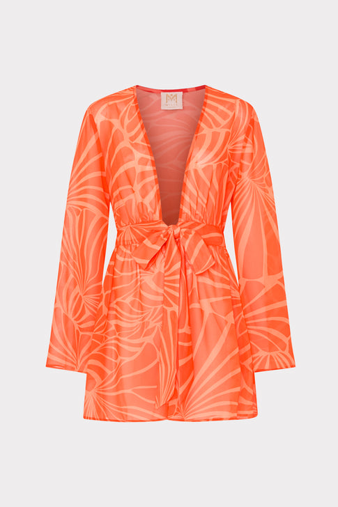 Orange Chiffon Abstract Kai Print Mini Cover-Up - Flat Lay | MILLY
