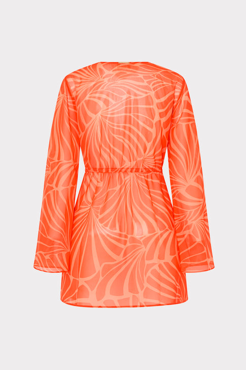 Orange Abstract Kai Print Mini Cover-Up - Back View Flat Lay | MILLY