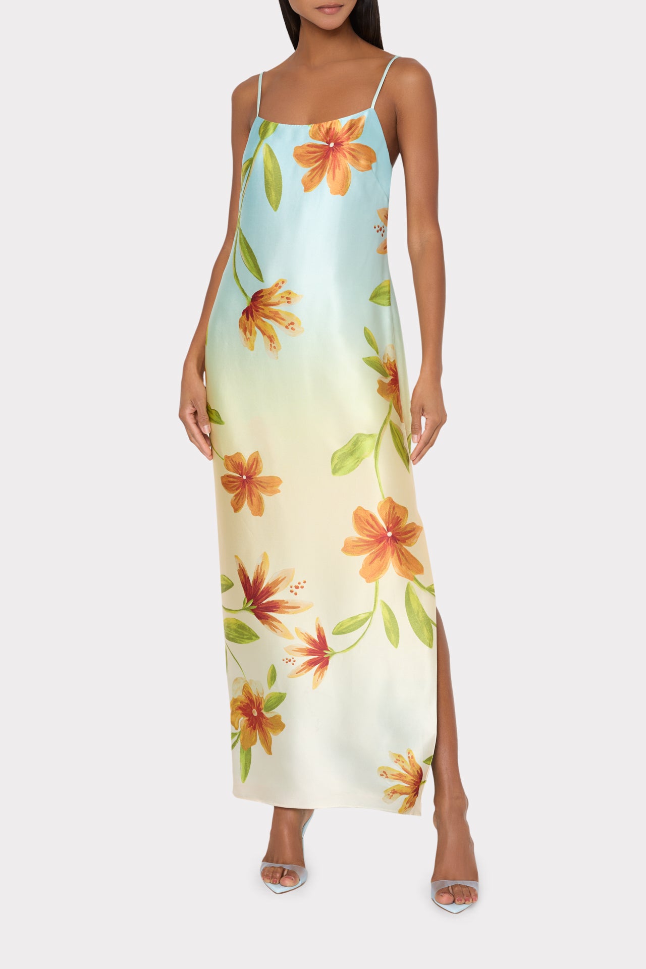 Milly Lily Floral Satin Maxi Dress 6 Milly Lily Floral Satin Maxi Dress 6