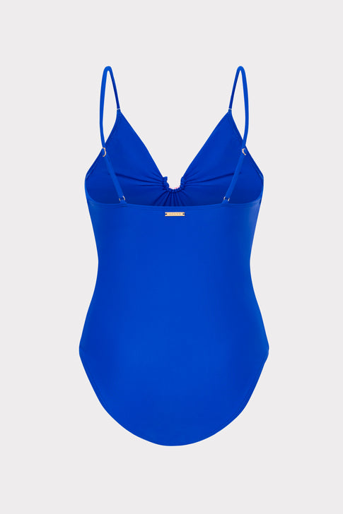 Elegant Blue O Ring One Piece - Flat Lay Hardware Detail | MILLY