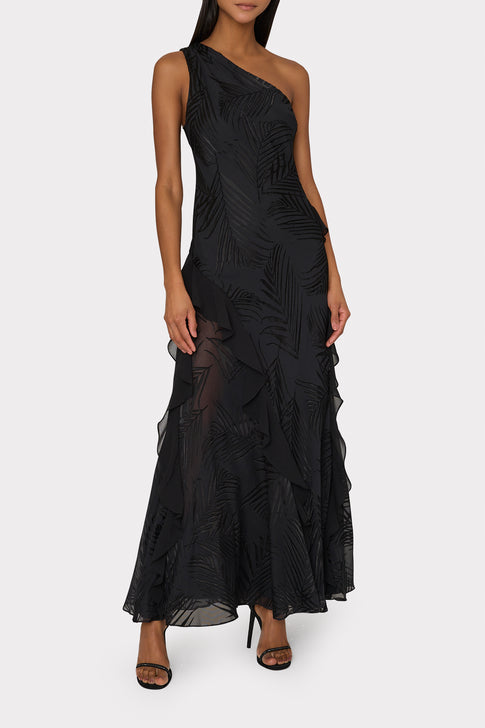 Ryanna Chiffon Devore Dress Black Image 2 of 4
