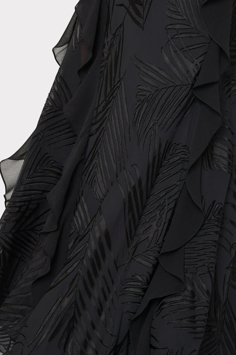 Ryanna Chiffon Devore Dress Black Image 3 of 4