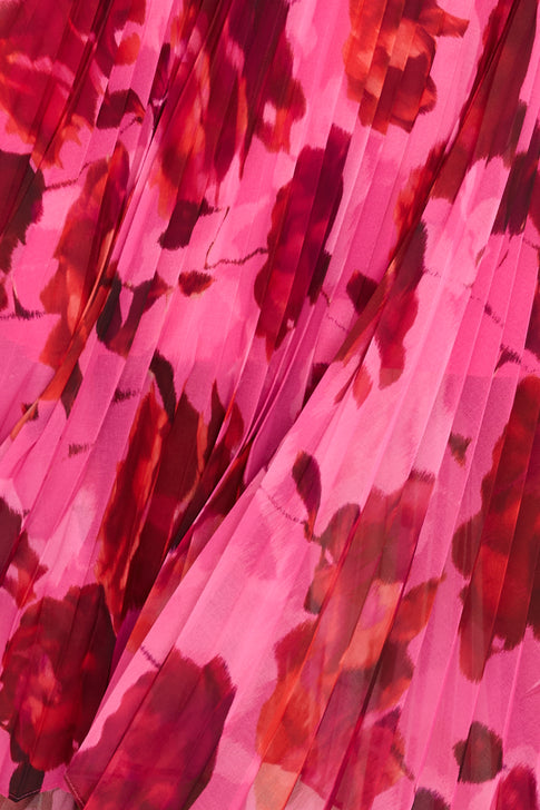 Liora Blurred Blossom Pleated Dress Pink Multi Image 4 of 6