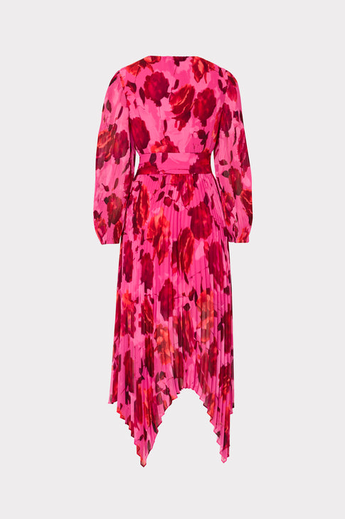 Liora Blurred Blossom Pleated Dress Pink Multi Image 5 of 6